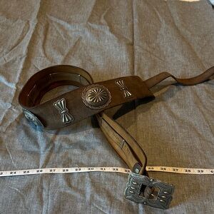 Ralph Lauren Purple Label Brown Belt with Silver Accents